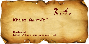 Khisz Ambró névjegykártya